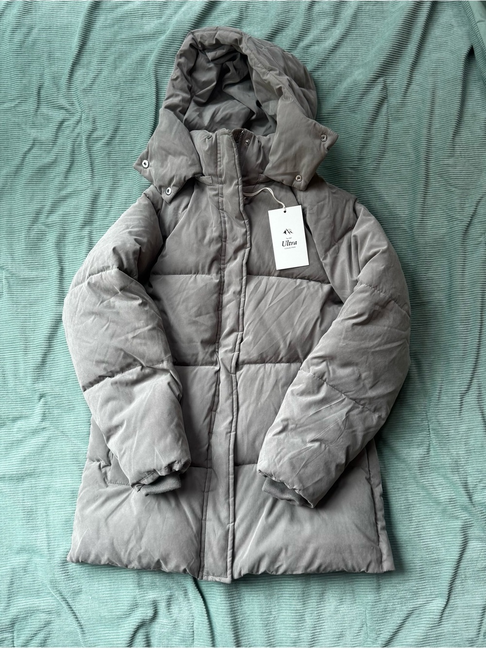 Abercrombie & Fitch Gray Hooded Puffer Coat